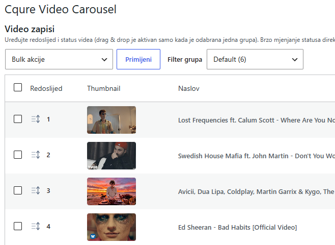 Nasi plugini cqure video carousel